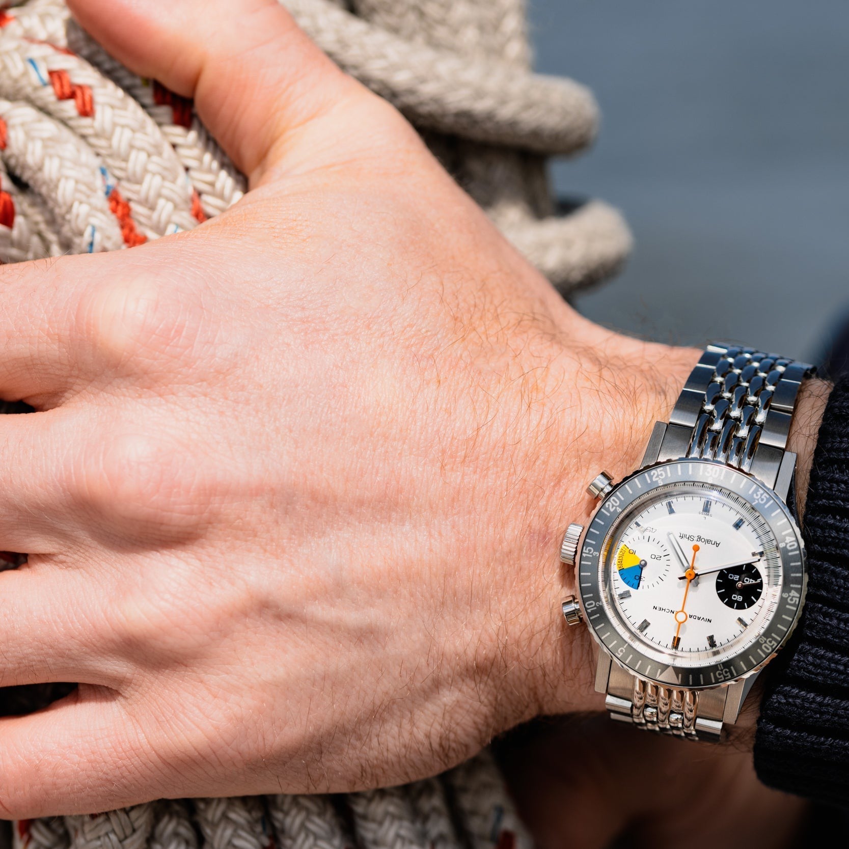 Nivada Grenchen X Analog:Shift Chronomaster 'Big Eye' Yachting LE