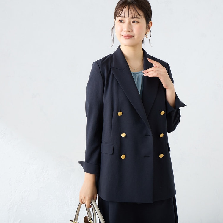 360°キレイ 2Wayストレッチ ダブルジャケット 紺 セットアップ着用可