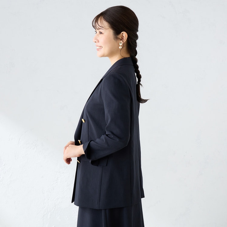 360°キレイ 2Wayストレッチ ダブルジャケット 紺 セットアップ着用可