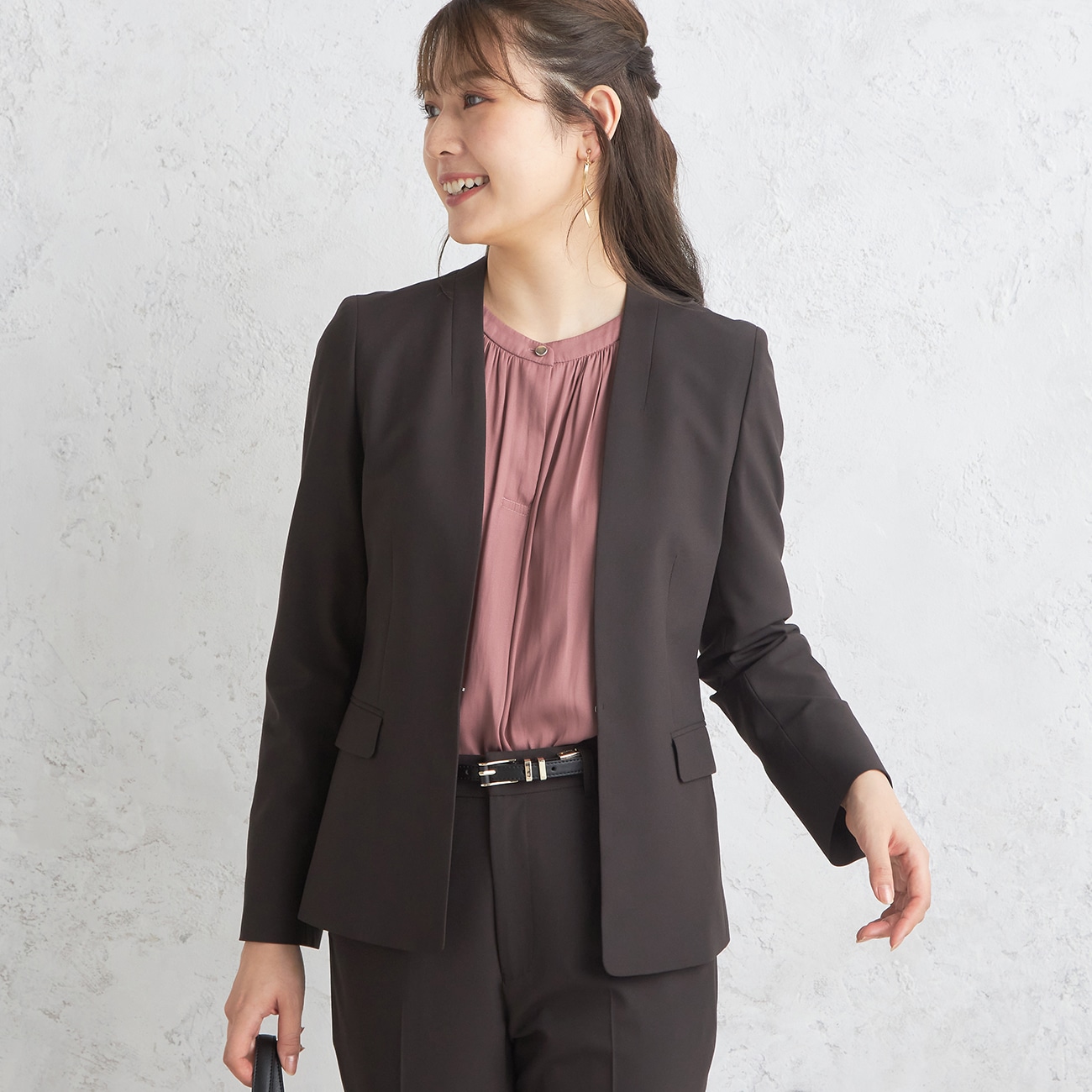 AOKI スーツセット（上下）リラジャケmework ノーカラージャケット