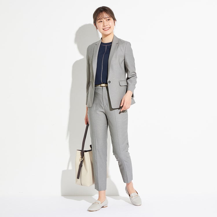 アウトレット】【夏向け】麻調クロップドパンツ ライトグレー