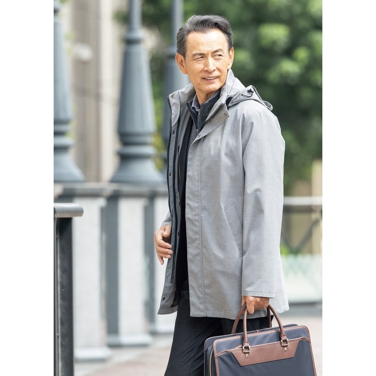 L＆Wデザイン】はっ水 フード取り外し可能 ウールライク薄中綿ハーフ