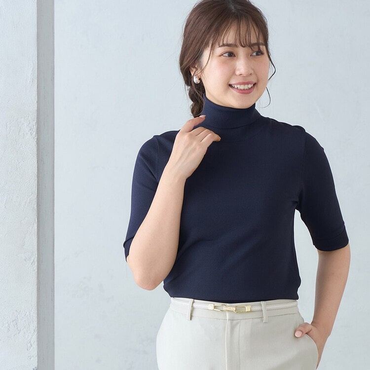 アウトレット】【WEB限定カラーあり】タートルネックニット 5分袖