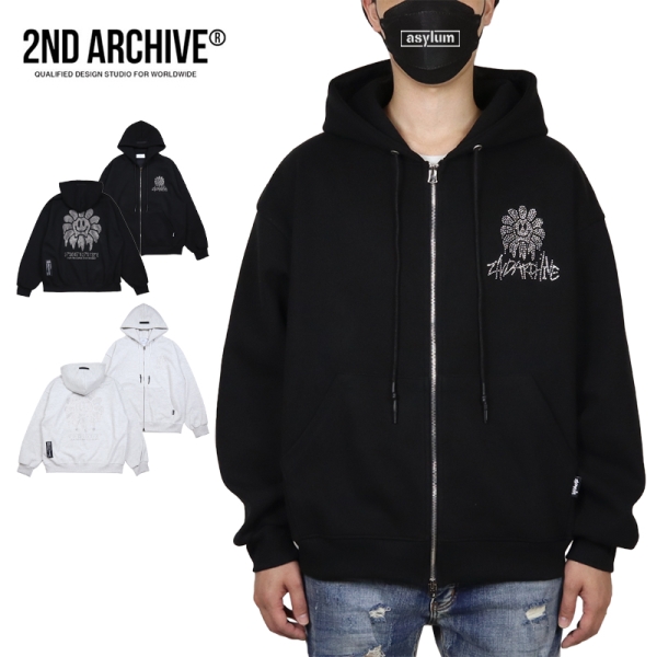 ラインストーンフーディ HOODIE 25FW2ND054 パーカー ジップアップ