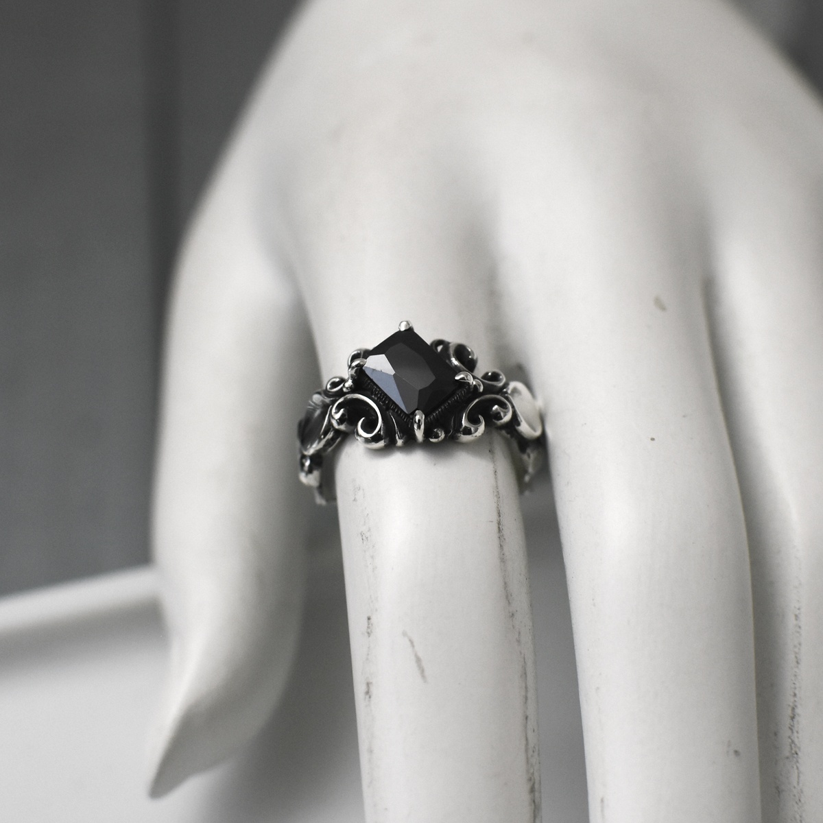 スクエアストーン スプーン デザイン シルバー925 リング 指輪