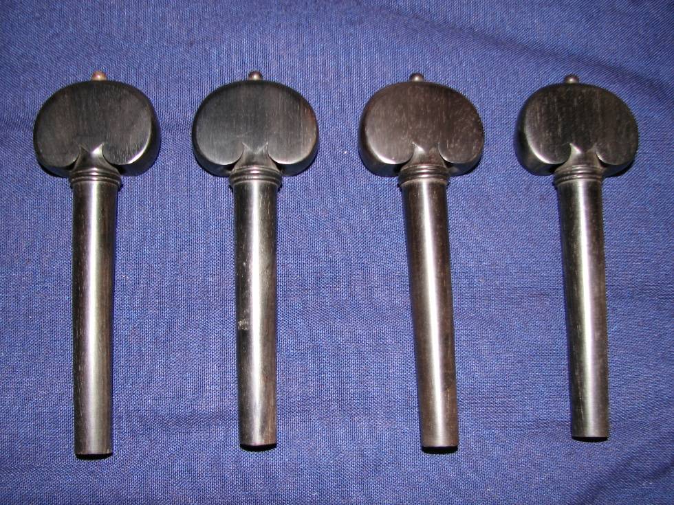 チェロフィッティング(ペグ・テールピース)黒檀（エボニー）材 ヒル