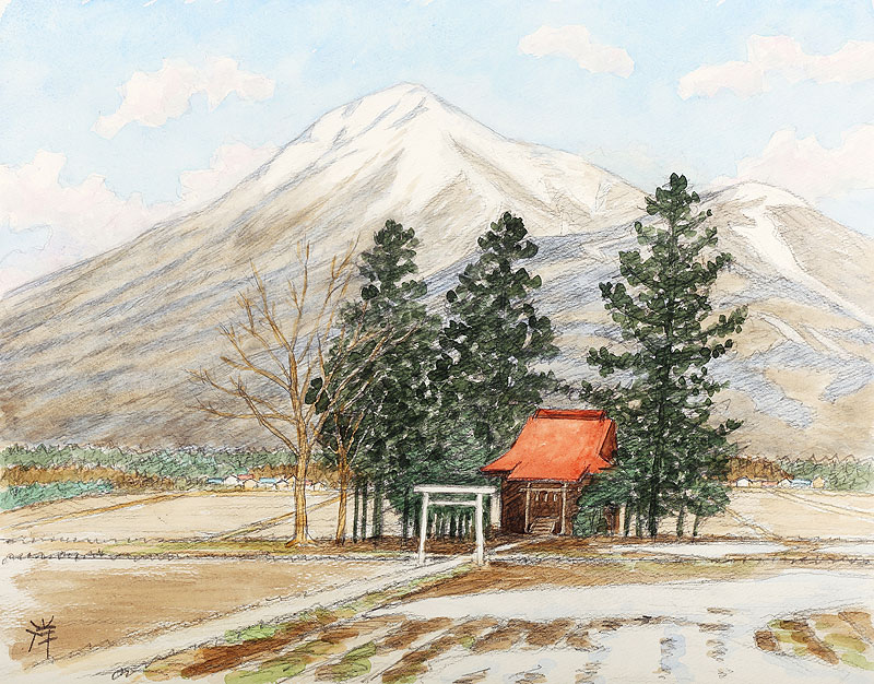 磐梯山イラスト・冬（福島県磐梯町）
