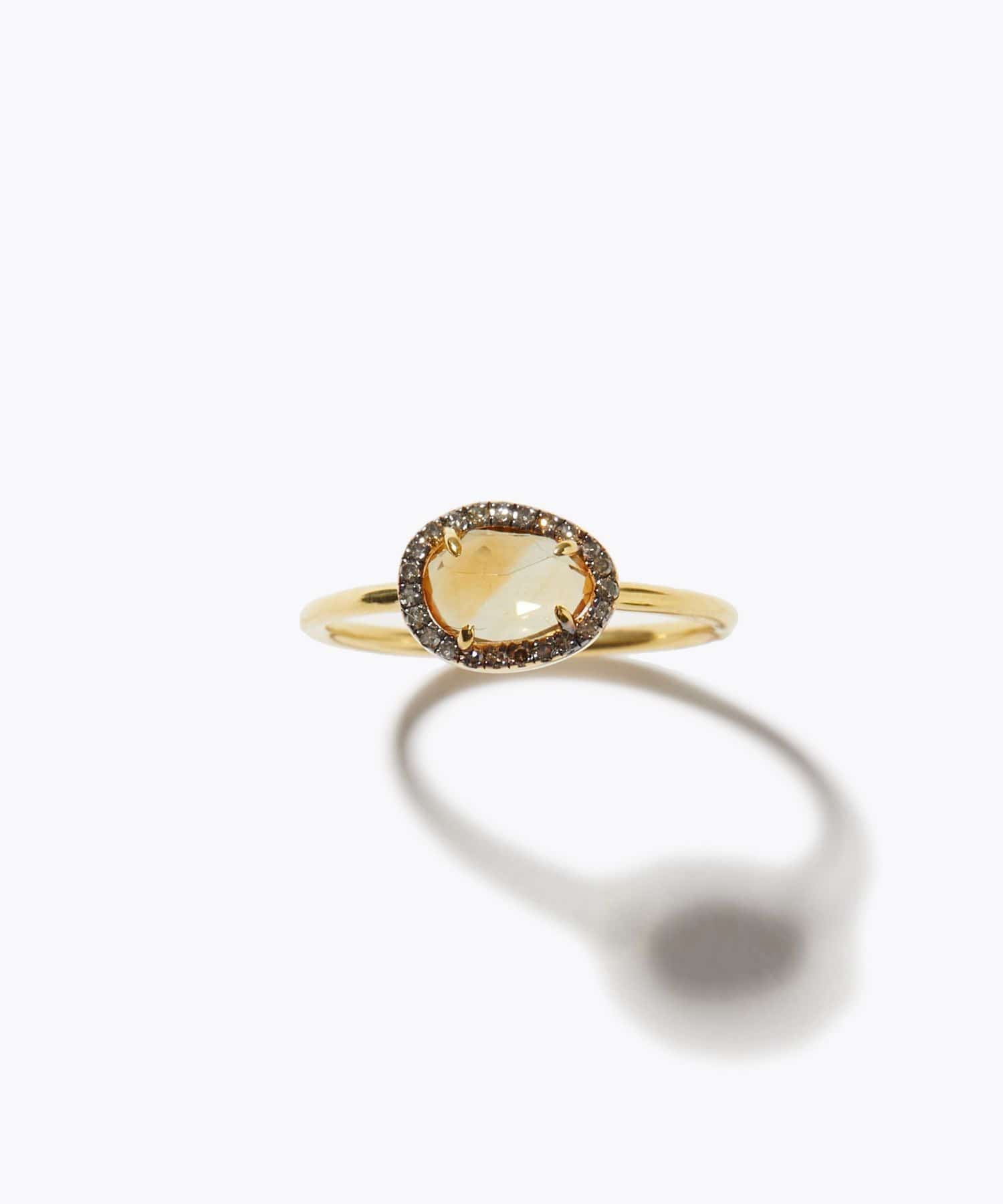 elafonisi] medium citrine with pave diamonds ring｜ARTIDA OUD