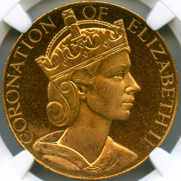 イギリス エリザベス2世戴冠記念 1953年 ギルトブロンズメダル NGC