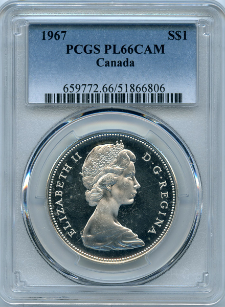 カナダ 建国100周年記念 1967年 1ドル 銀貨 PCGS PL66CAM | ARK