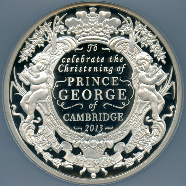 イギリス ジョージ王子洗礼記念 2013年 10ポンド(5オンス) 銀貨 NGC