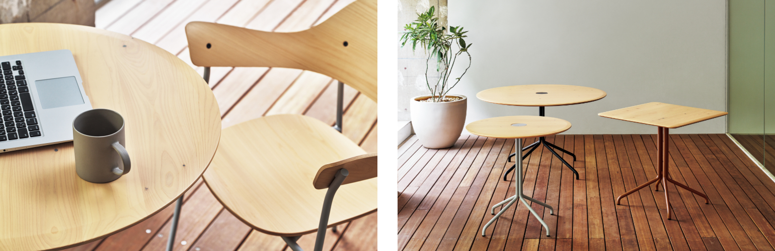 コクヨの木製家具ブランド「yuimori」 芦沢啓治デザインのカフェ