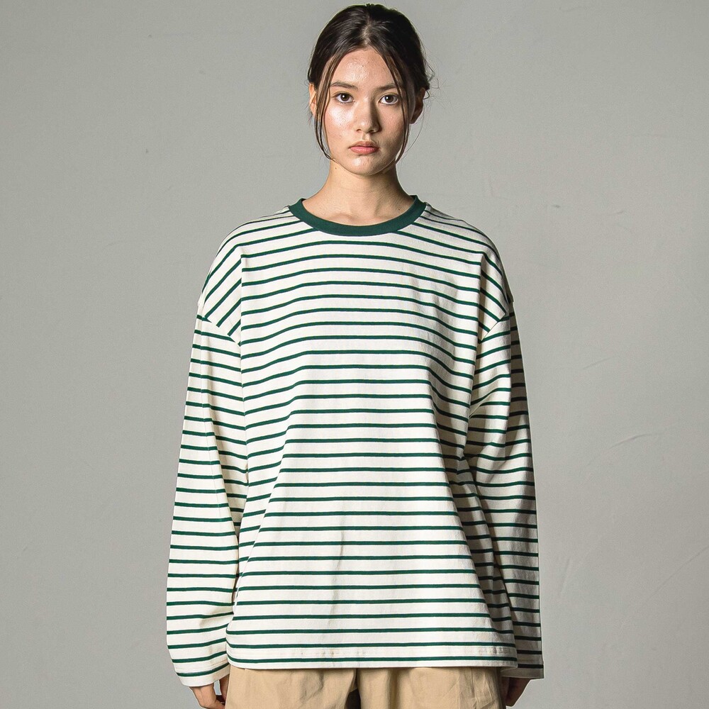 バスクボーダー柄長袖Tシャツ大人親子お揃い(145~175cm)(M(145-160cm