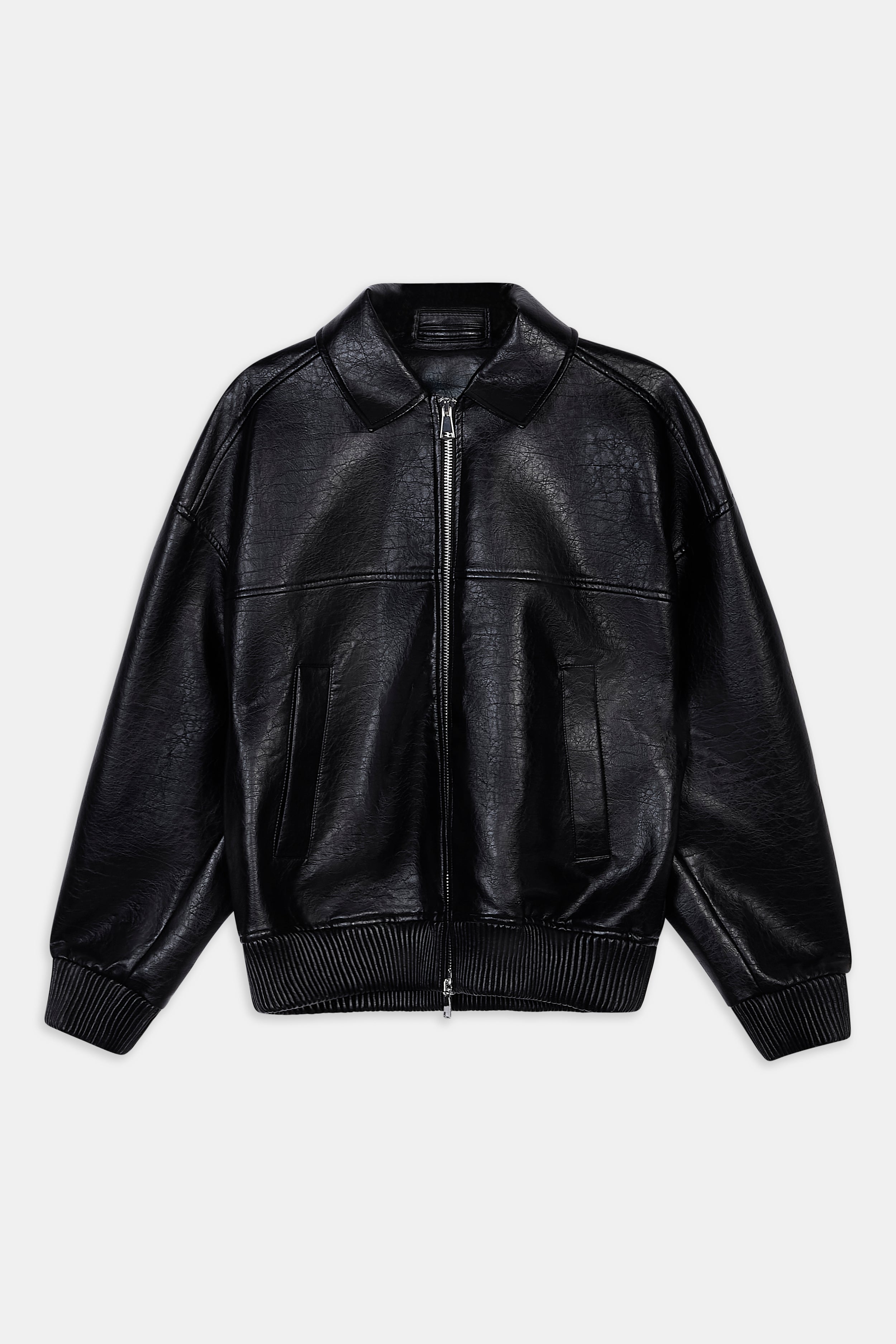 Vintage Leather Bomber Jacket - Black | BOA
