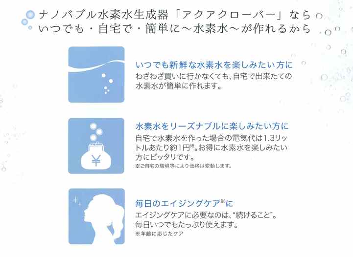 ナノバブル水素水生成器「AQUA CLOVER」（アクアクローバー）｜株式