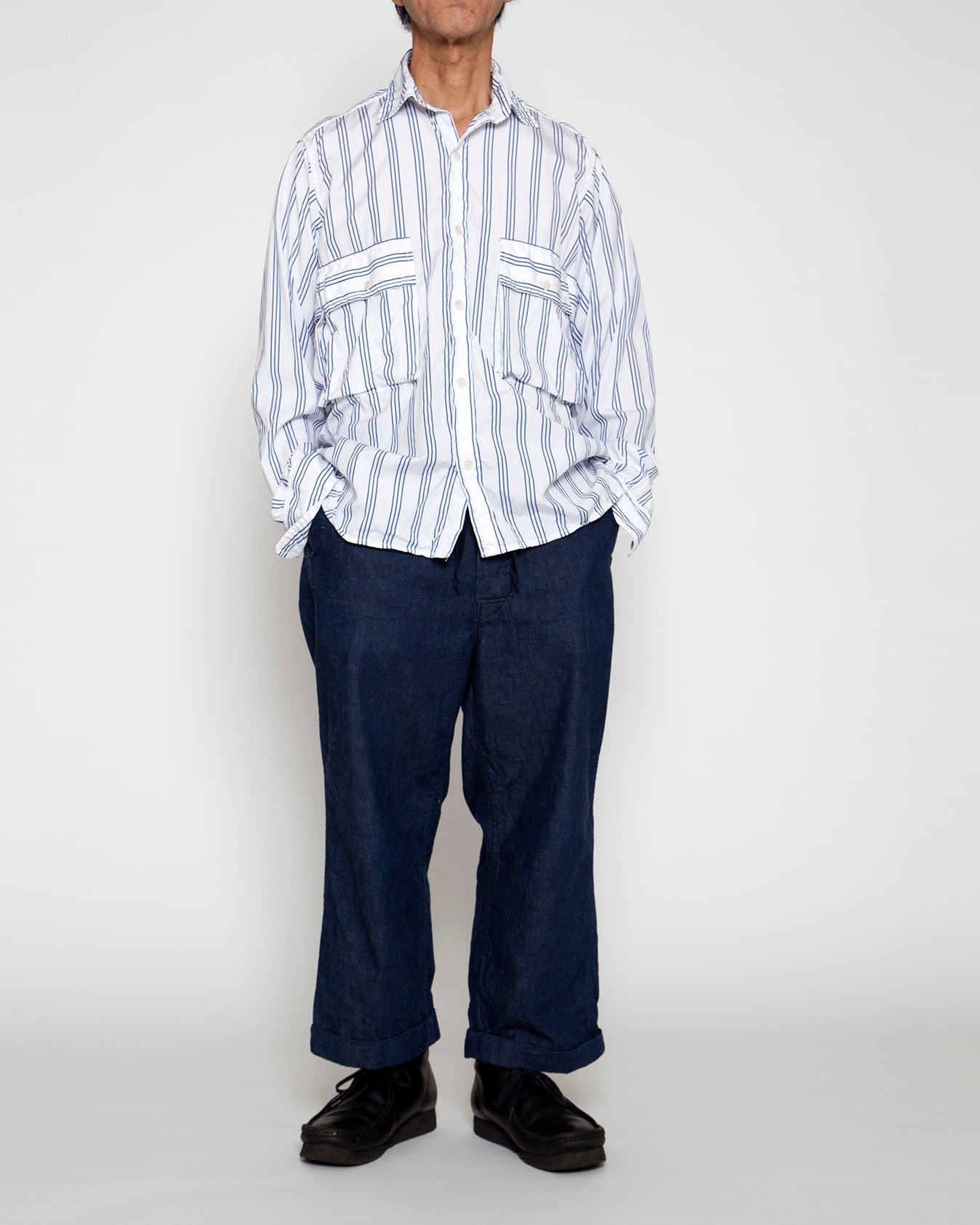 THE CORONA UTILITY・ハンターハイカージャックシャツ - ホワイト × ブルー