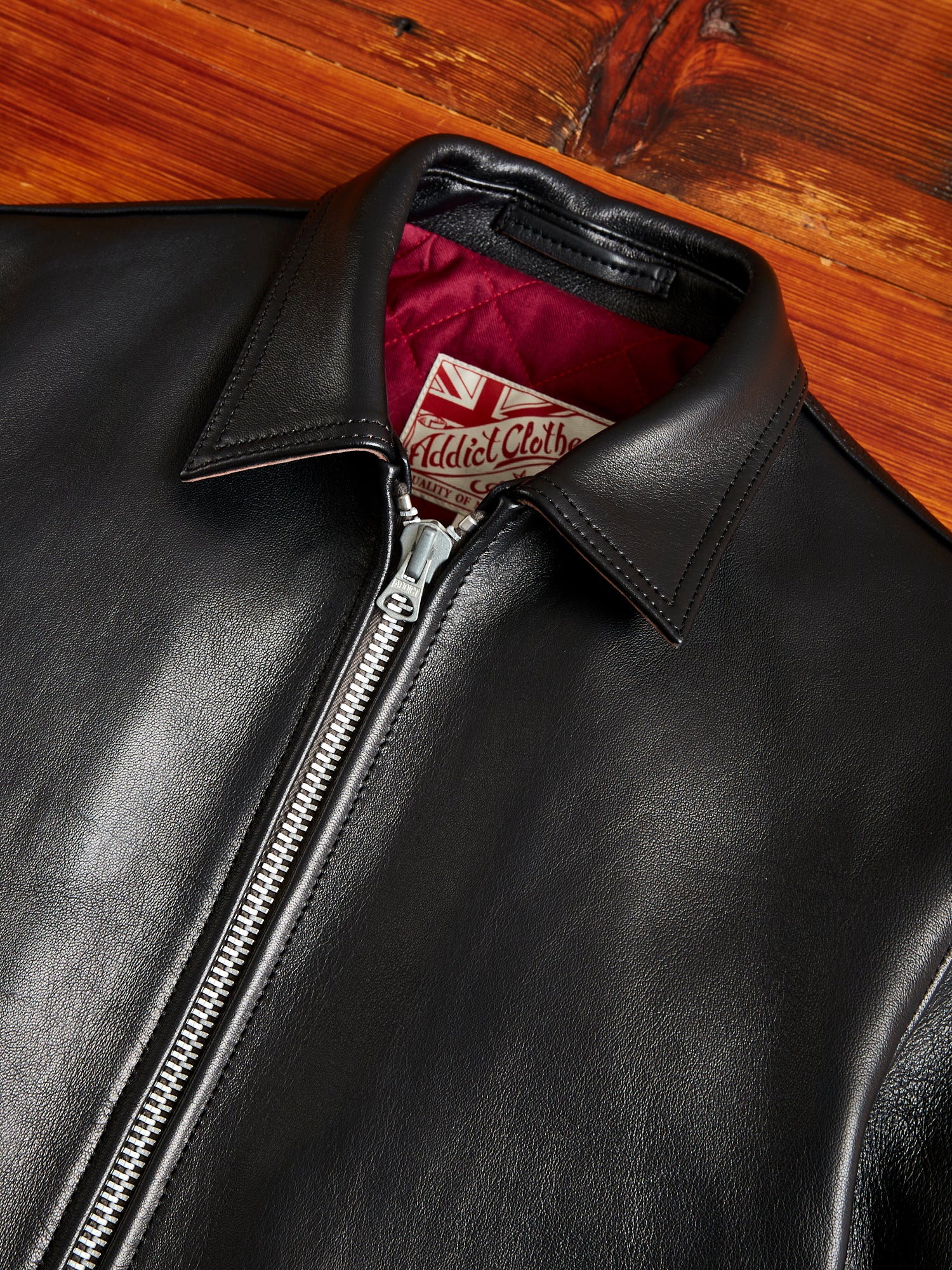 AD-01 Sheepskin Leather Center Zip Jacket in Black – Blue Owl Workshop