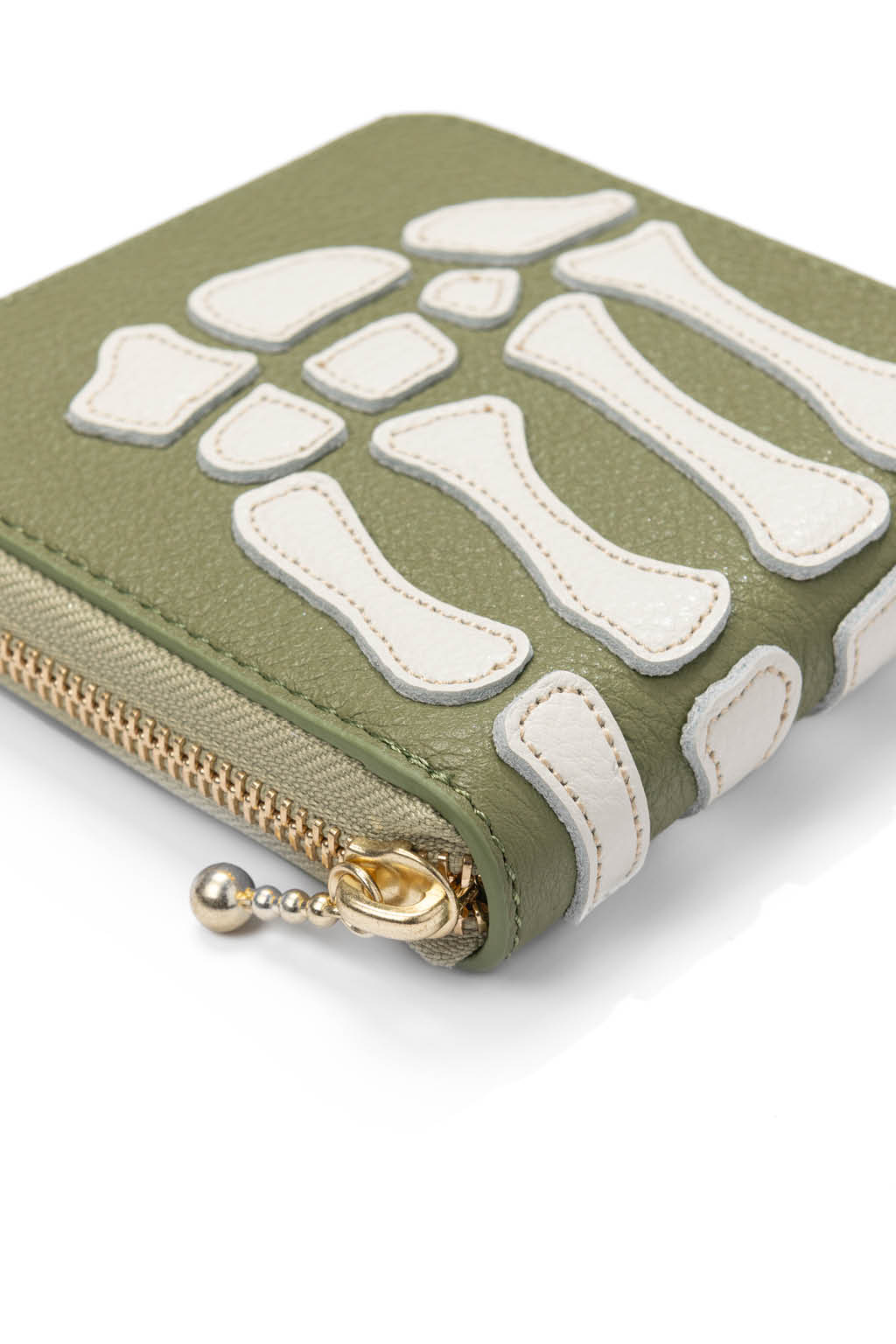 Kapital | Thumb-Up Bone Band Zip Wallet - Olive | Women | Blue