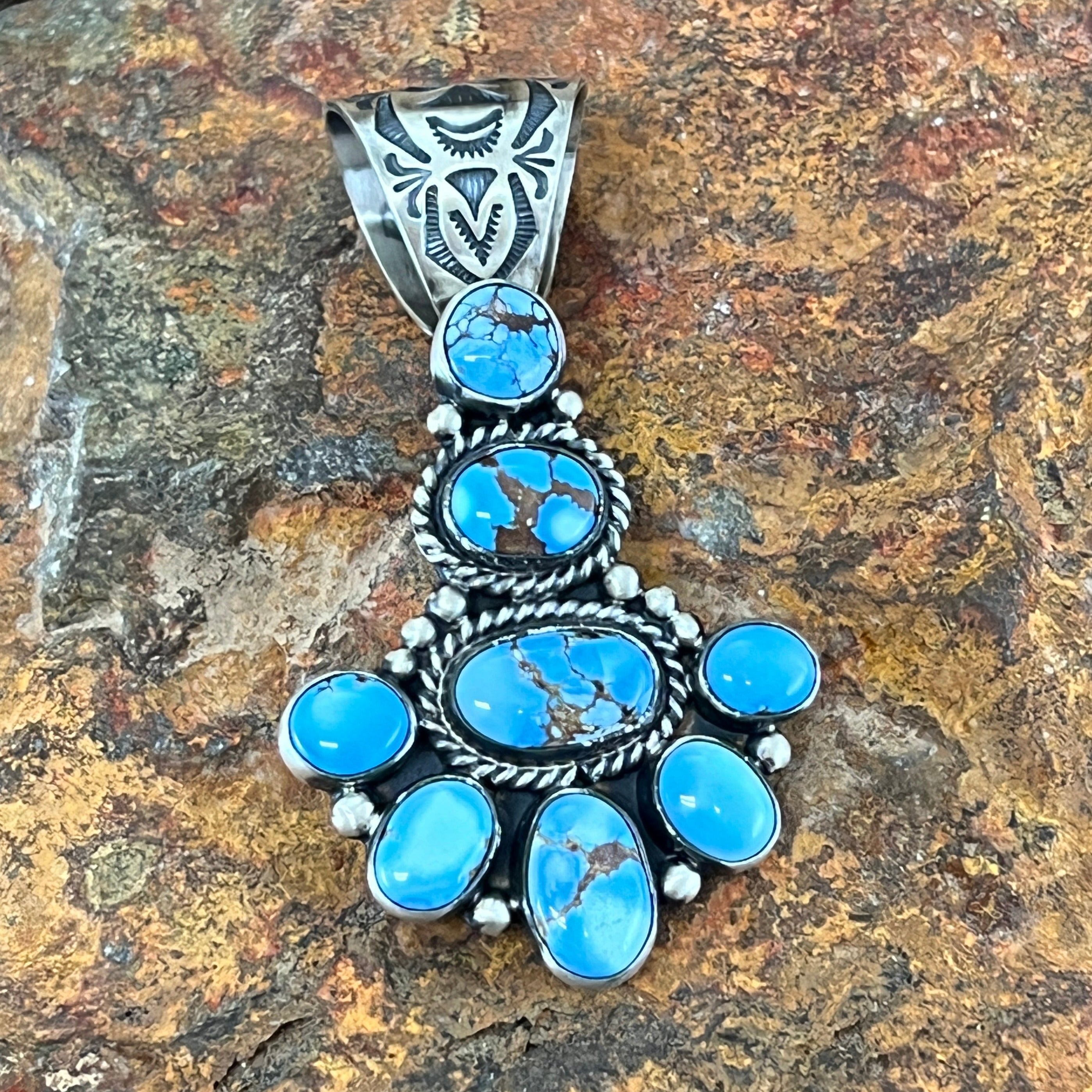 Golden Hill Turquoise Sterling Silver Pendant Cluster by Geraldine