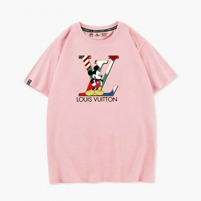 ルイヴィトンブランド半袖tシャツカジュアル丸首コットントップス