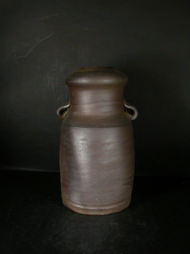 備前焼 登窯 備前市無形文化財 見附 文雄 共箱付き桟切り耳付き花入2