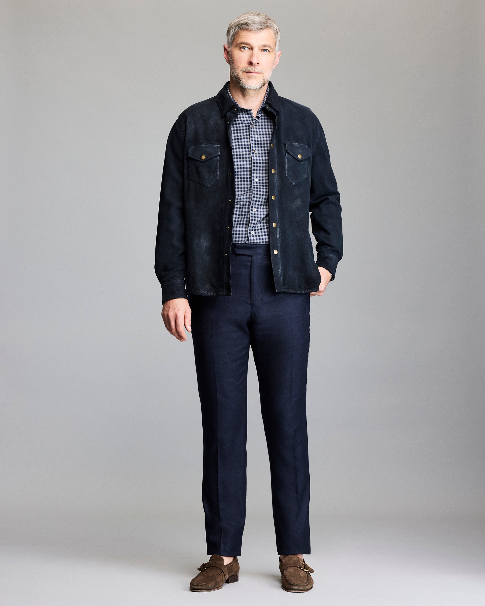 Savoy Waxed Suede Workshirt with Brass Snaps | Billy Reid