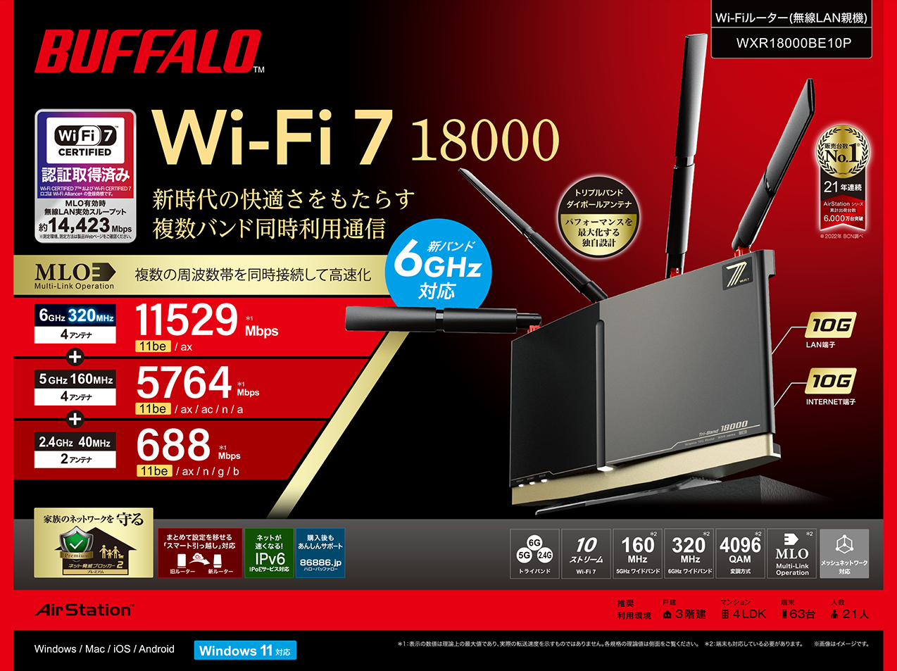 国内メーカー初（※3）「Wi-Fi CERTIFIED 7™」を取得したWi-Fi 7対応の
