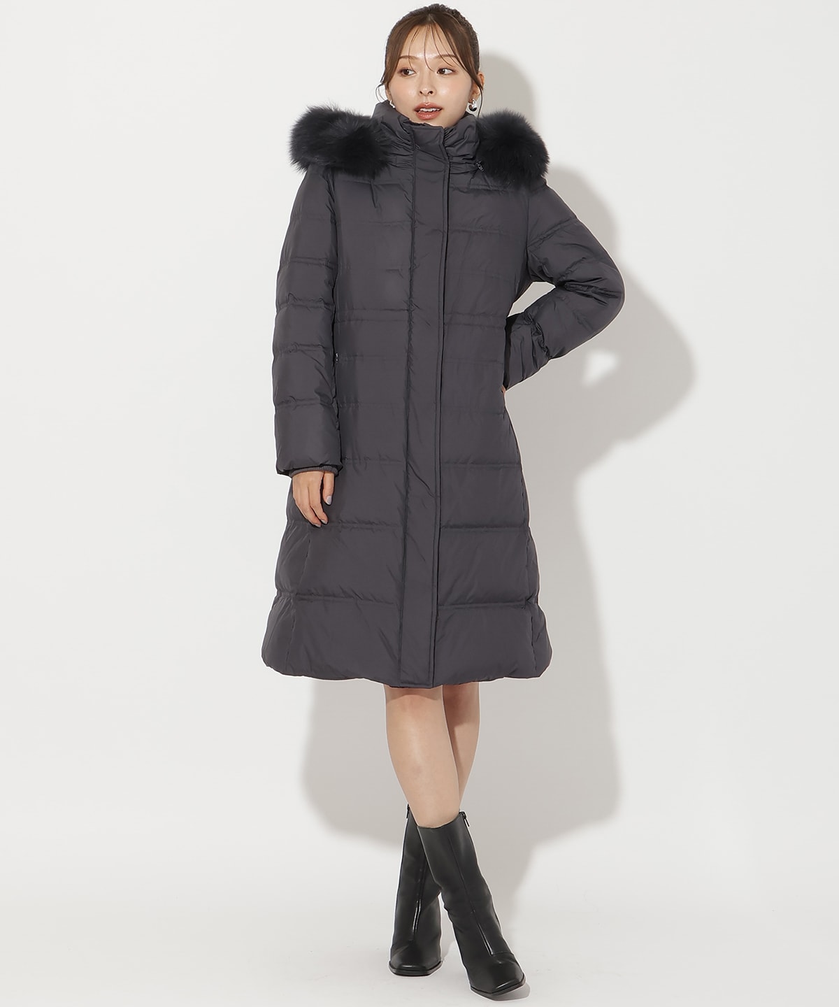 FOXファー付きプレミアムミドルロングダウン