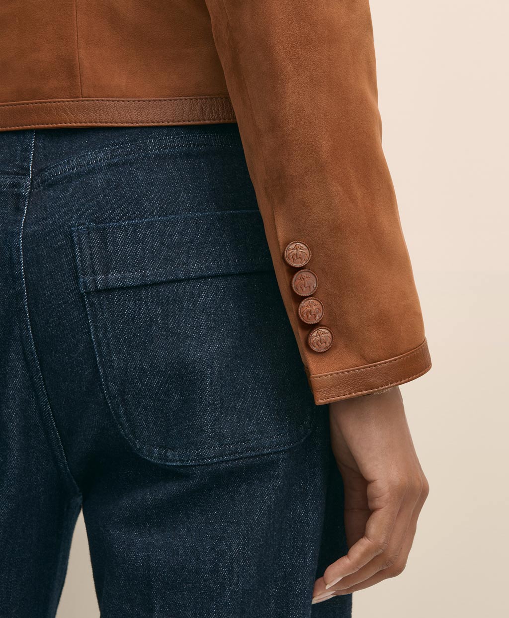 ラムスウェード ノーカラー クロップドジャケット | Brooks Brothers