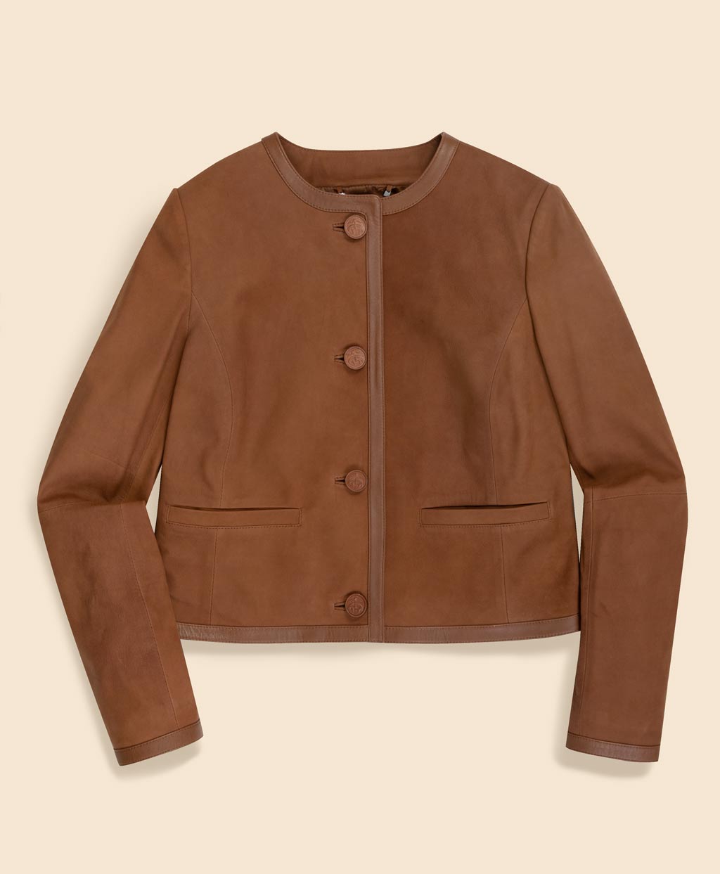 ラムスウェード ノーカラー クロップドジャケット | Brooks Brothers