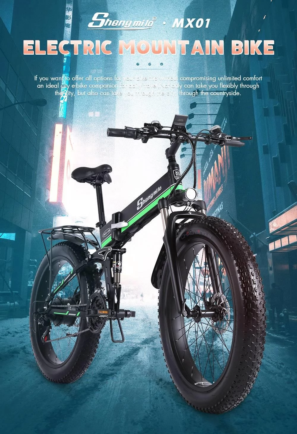 Shengmilo MX01 26 Inches Fat Tire Foldable Electric Bike 12