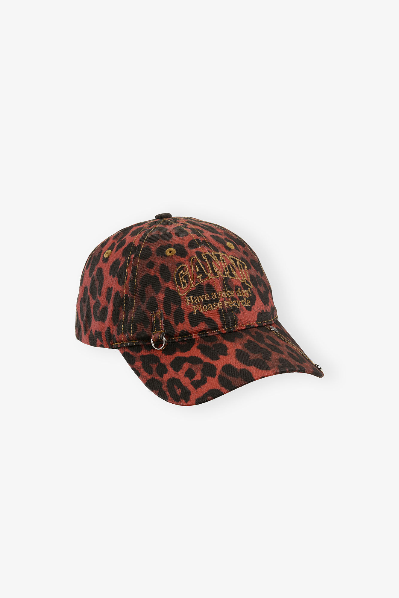 Racing Red Red Leopard Cap | GANNI AU