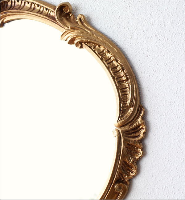鏡 壁掛け 楕円 ウォールミラー アンティーク ゴールド ロココ調