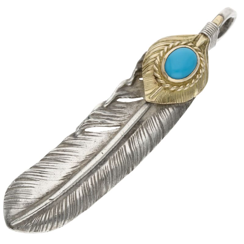 ゴローズgoro's 上金金縄ターコイズ特大フェザー 右向き ネックレス