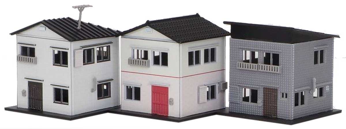 2587＞着色済み 住宅セットA（3棟入り）｜着色済みストラクチャー｜N