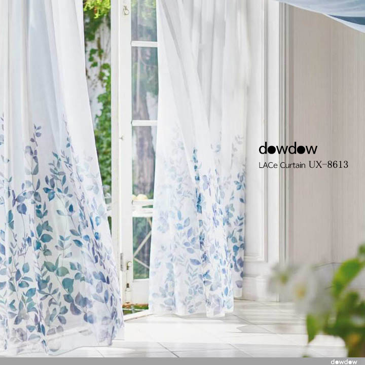 フレンチ カントリー】透明感のある花柄プリントのレースカーテン【UX