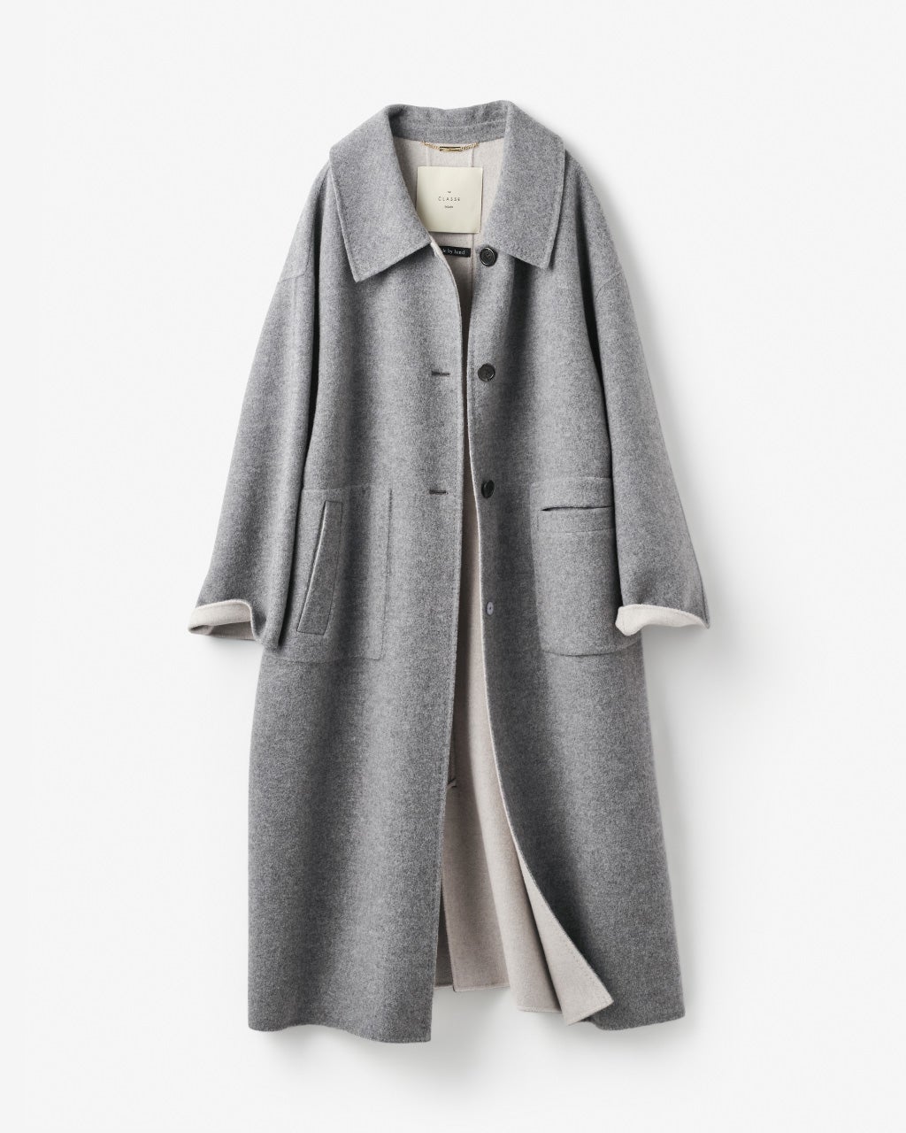 カシミヤ混ウールリバー・ステンカラーコート/DoCLASSE