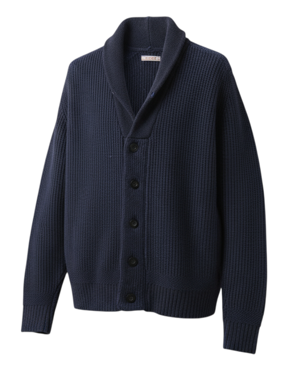 片畦ショールカラーカーディガン/DoCLASSE