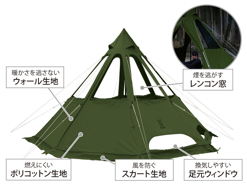 レンコンテント2M（カーキ） T3-736-KH - DOD（ディーオーディー