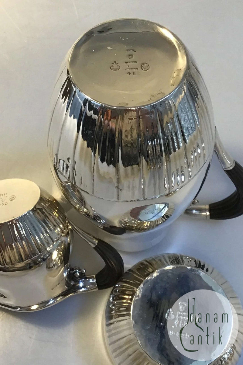 Georg Jensen Sterling Silver Cosmos Mocha Jug with Cream & Sugar No 45
