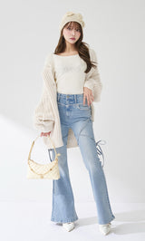 ビジューロゴボートネックニットトップス – Darich (ダーリッチ)