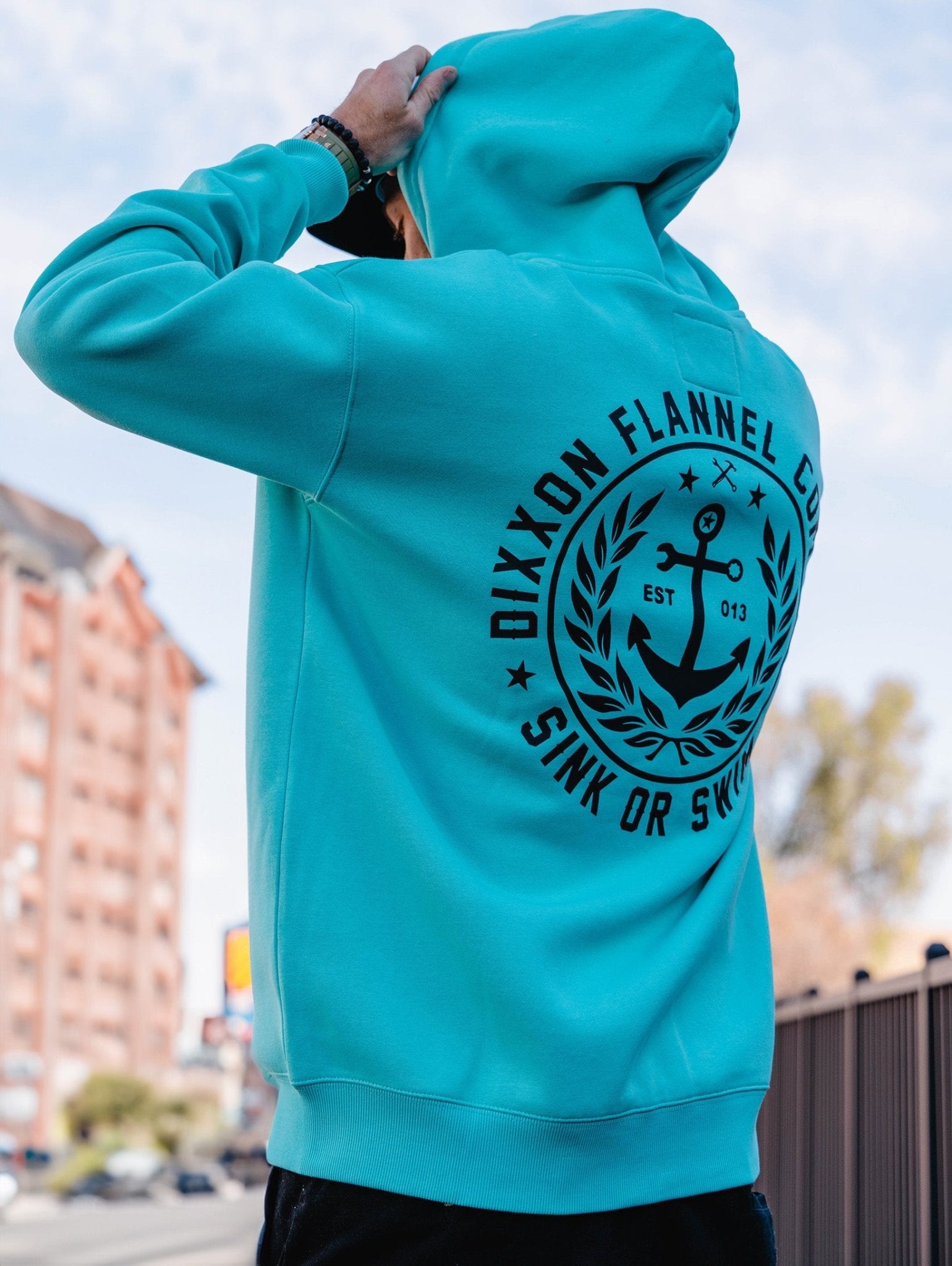 Black Salty Crest Hoodie - Tiffany: Shop at Dixxon