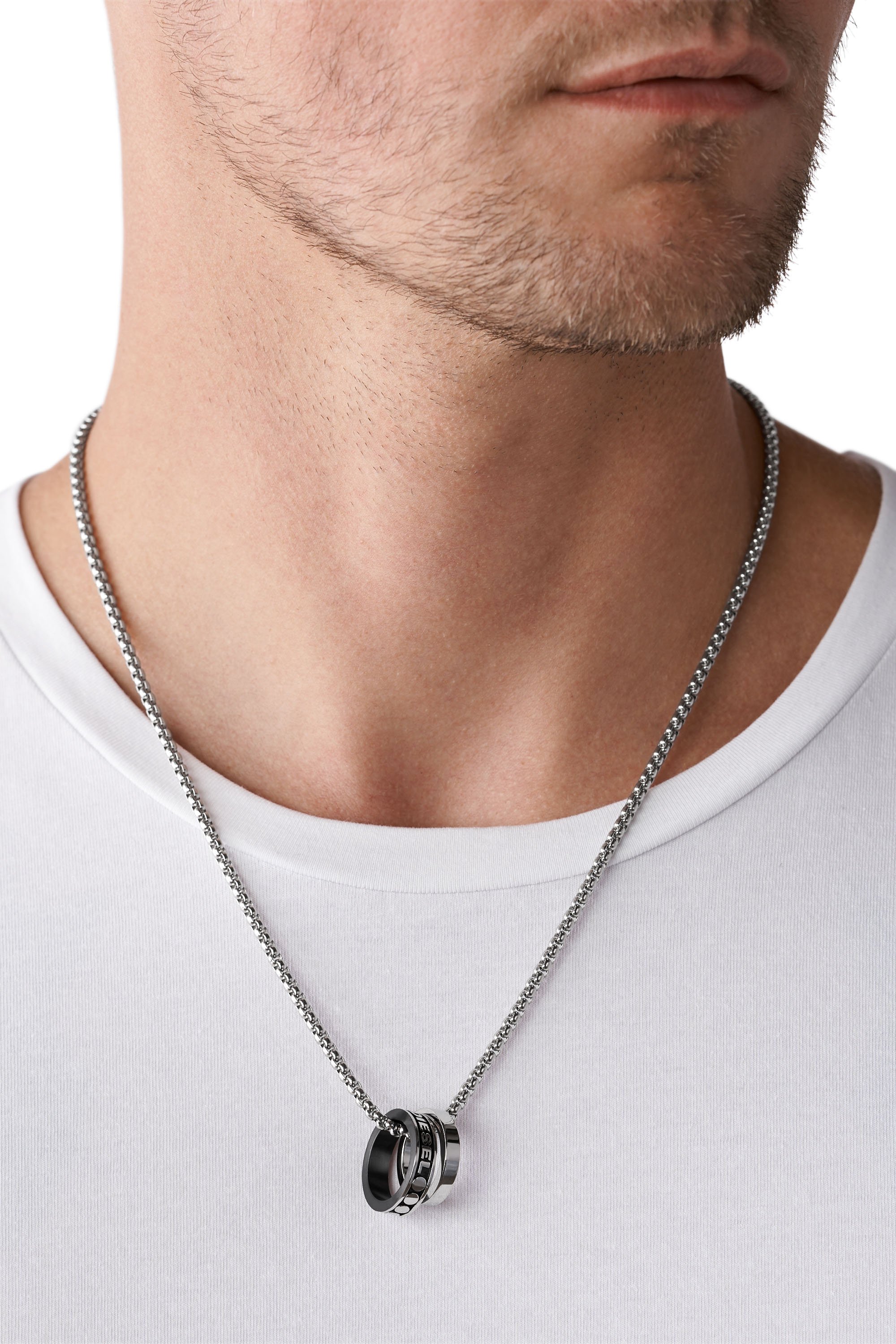 DIESEL®】ダブルリングシルバーネックレス dx1168｜ディーゼル公式