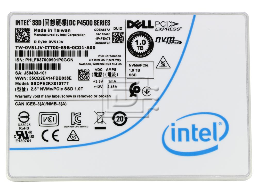 Intel SSDPE2KX010T7T / Dell V51JV 1TB 2.5