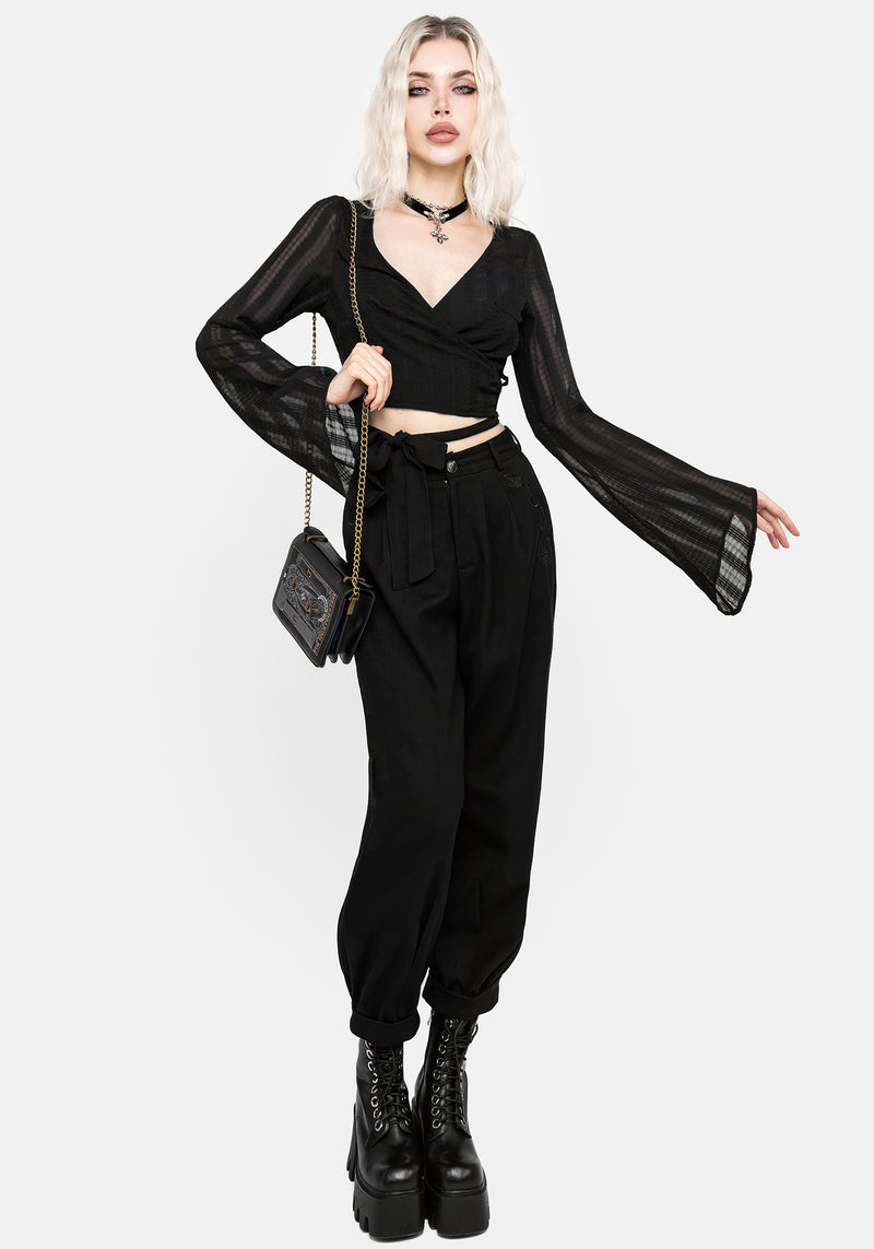 Nixie Flare Sleeve Wrap Top | Disturbia - Shop Women's Gothic