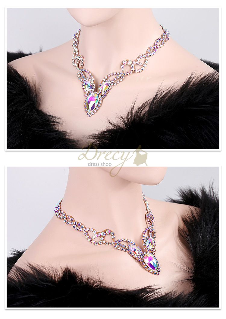 首元すっきりVカット オーロラストーン チョーカー 【社交ダンス