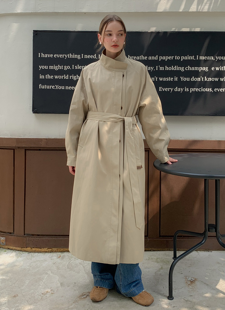 ベルト付ハイネックトレンチコート | レディースファッション通販 - DHOLIC