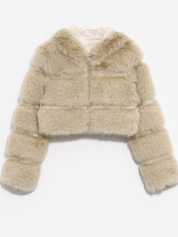 クロップドエコファーフードジャンパー | レディースファッション通販