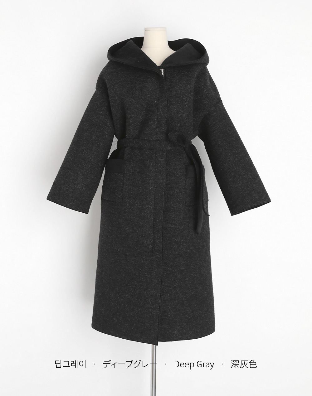 ファー裏地ストラップ付フードロングコート | レディースファッション