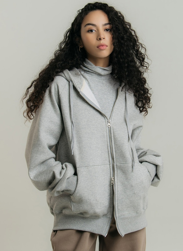 裏起毛ダブルジップパーカー(グレー) | レディースファッション通販